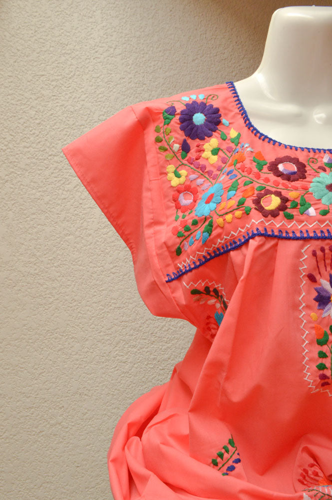 Embroidered Mexican Dress | Strawberry - Alebrije Huichol Mexican Folk art magiamexica.com