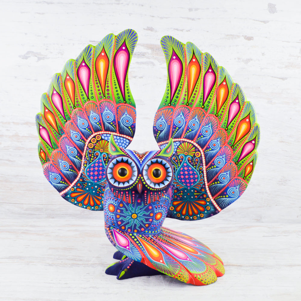 Owl Alebrije Wood Carving Handcrafts - Magia Mexica