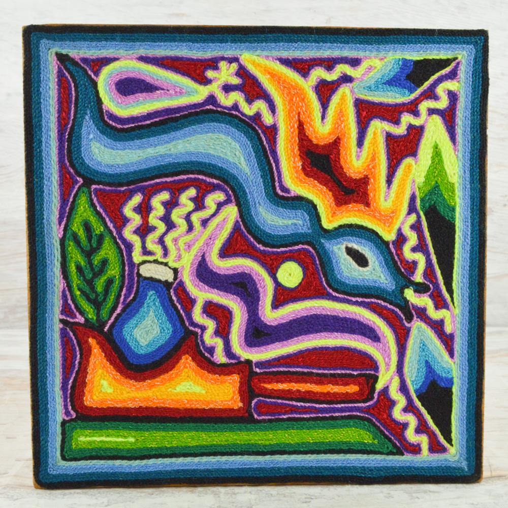 Yarn Painting Huichol Art 8" - Huichol Mexican Folk art magiamexica.com