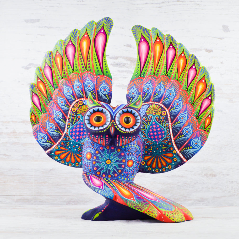 Owl Alebrije Wood Carving Handcrafts - Magia Mexica