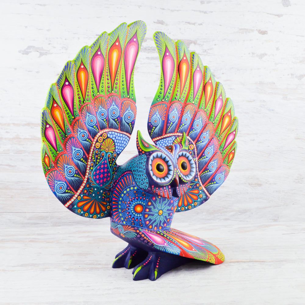 Owl Alebrije Wood Carving Handcrafts - Magia Mexica