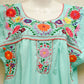 Embroidered Mexican Dress | Mint - Alebrije Huichol Mexican Folk art magiamexica.com