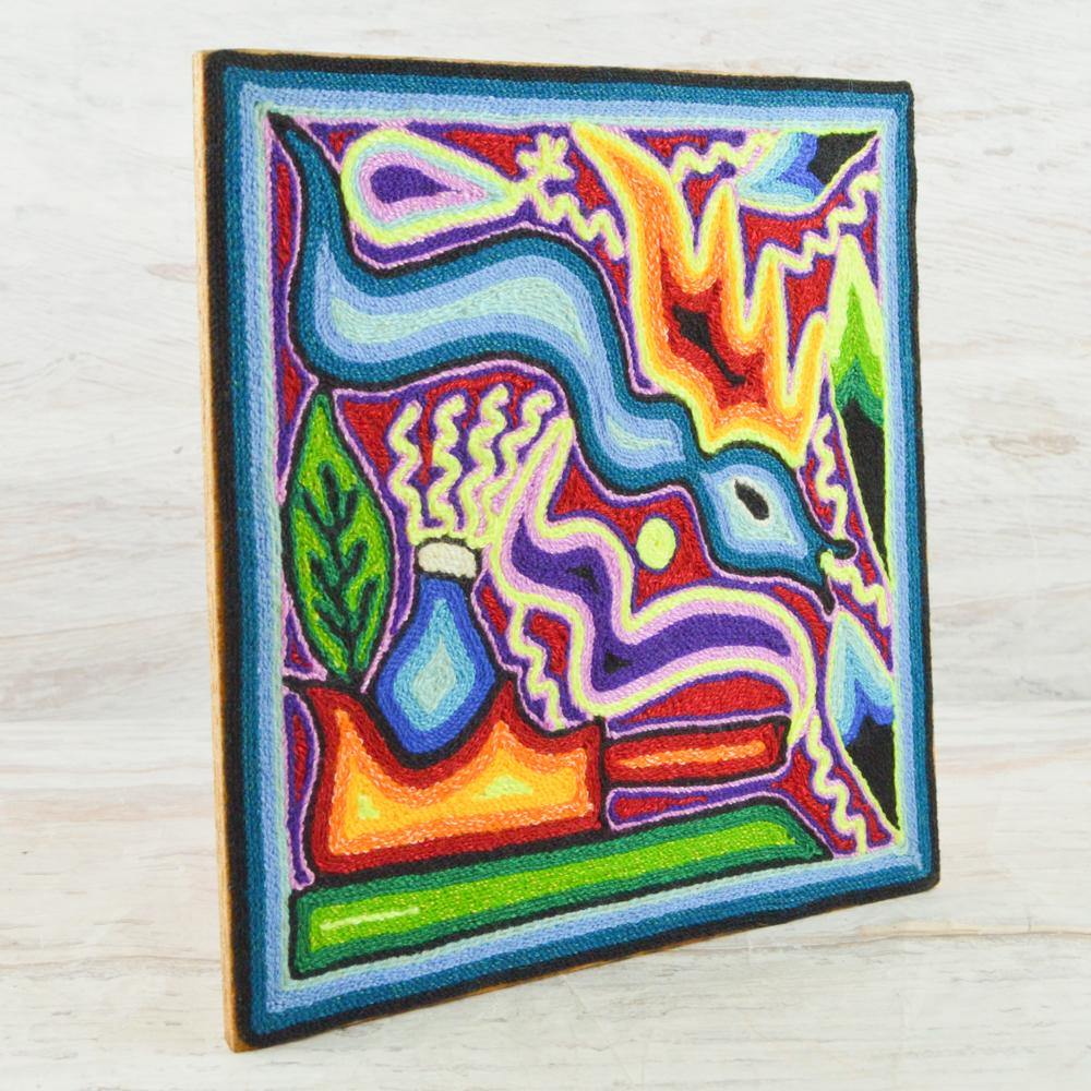 Yarn Painting Huichol Art 8" - Huichol Mexican Folk art magiamexica.com