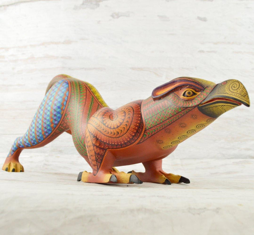 Alebrije Oaxacan Wood Carving Eagle Jaguar Fusion - Magia Mexica