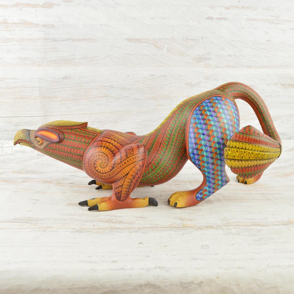 Alebrije Oaxacan Wood Carving Eagle Jaguar Fusion - Magia Mexica
