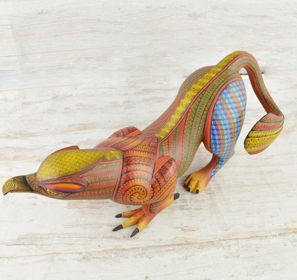 Alebrije Oaxacan Wood Carving Eagle Jaguar Fusion - Magia Mexica