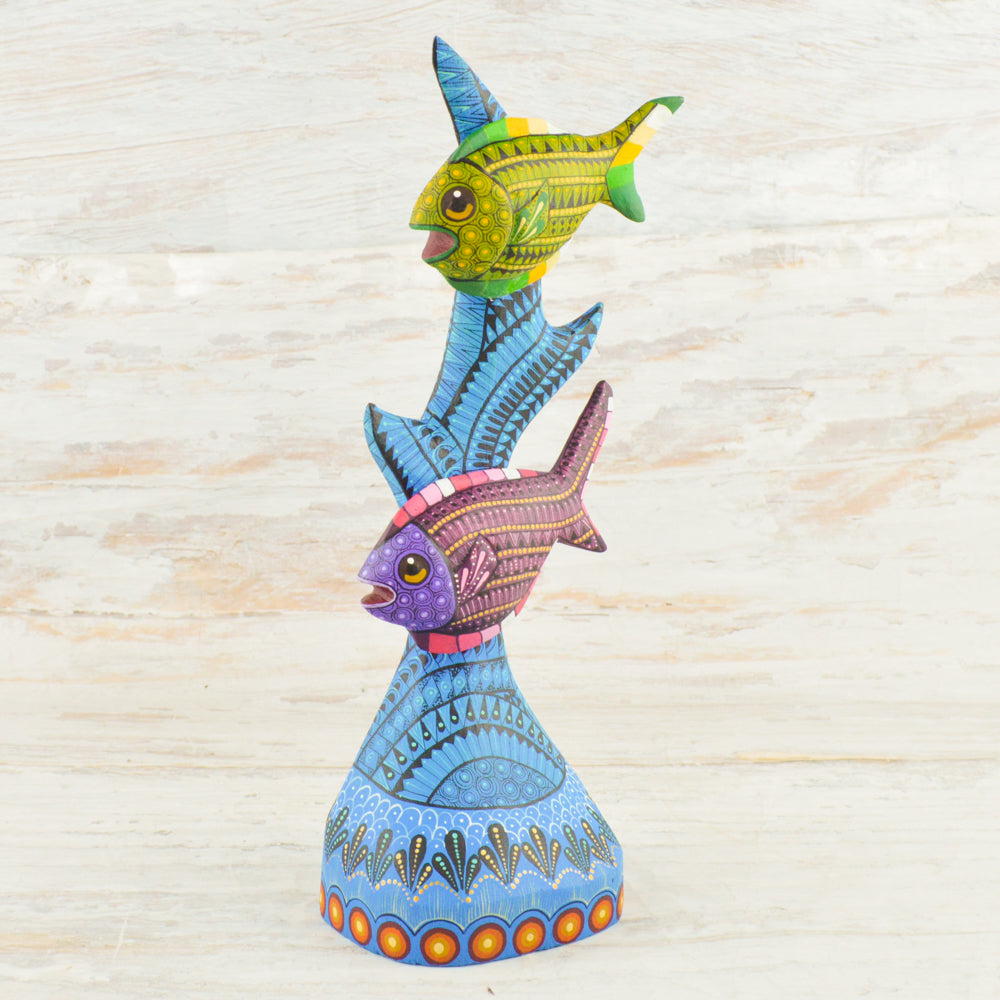 Fish Alebrije Oaxacan Wood Carving - Alebrije Huichol Mexican Folk art magiamexica.com