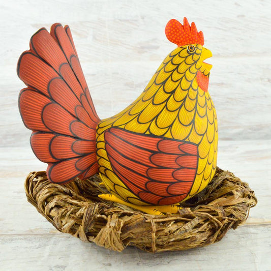 Alebrije Oaxacan Wood Carving Hen - Magia Mexica