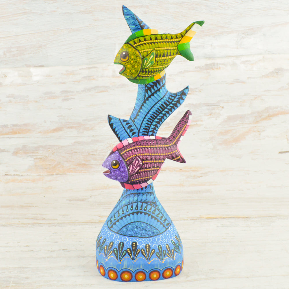 Fish Alebrije Oaxacan Wood Carving - Alebrije Huichol Mexican Folk art magiamexica.com