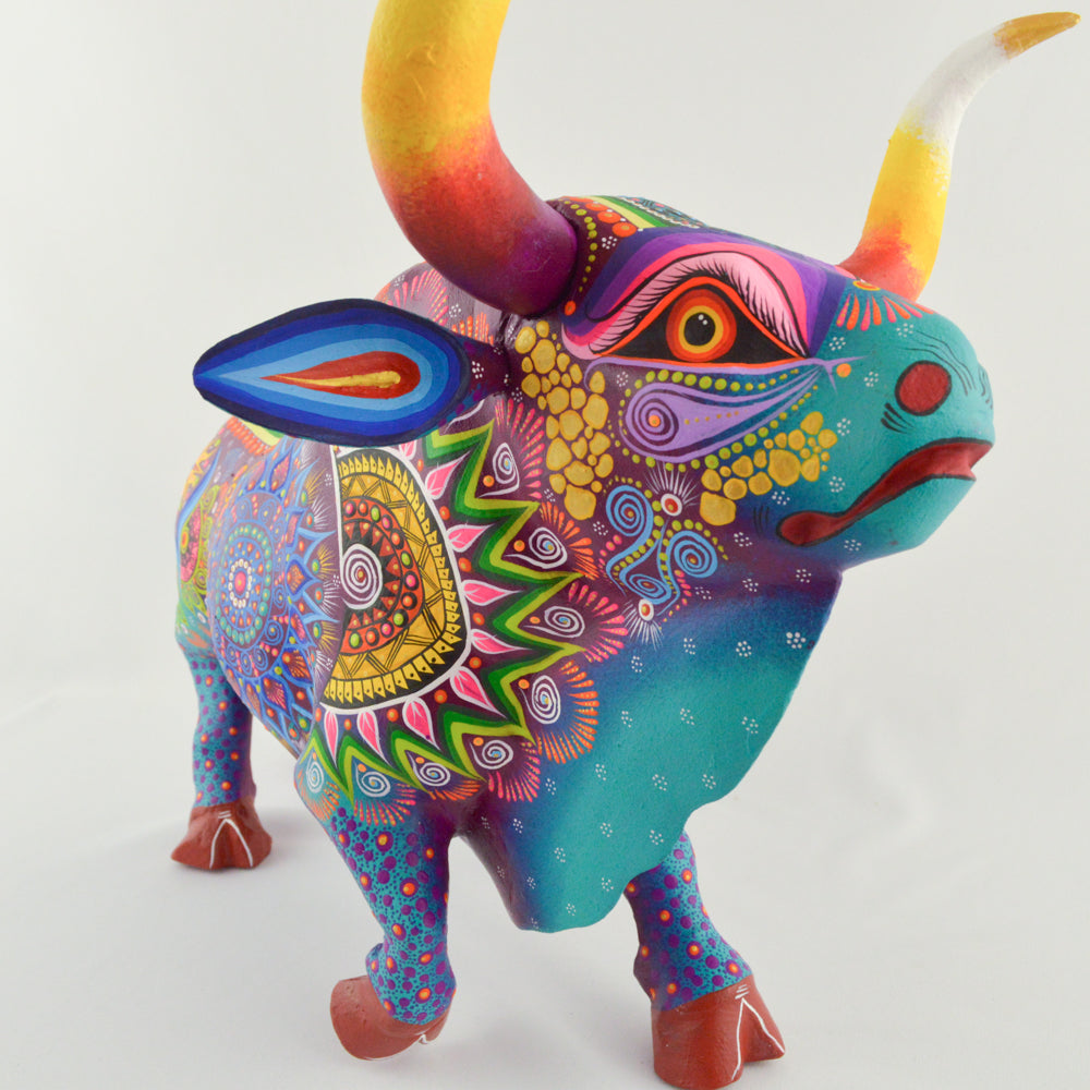 Bull Alebrije Oaxacan Wood Carving - magiamexica.com