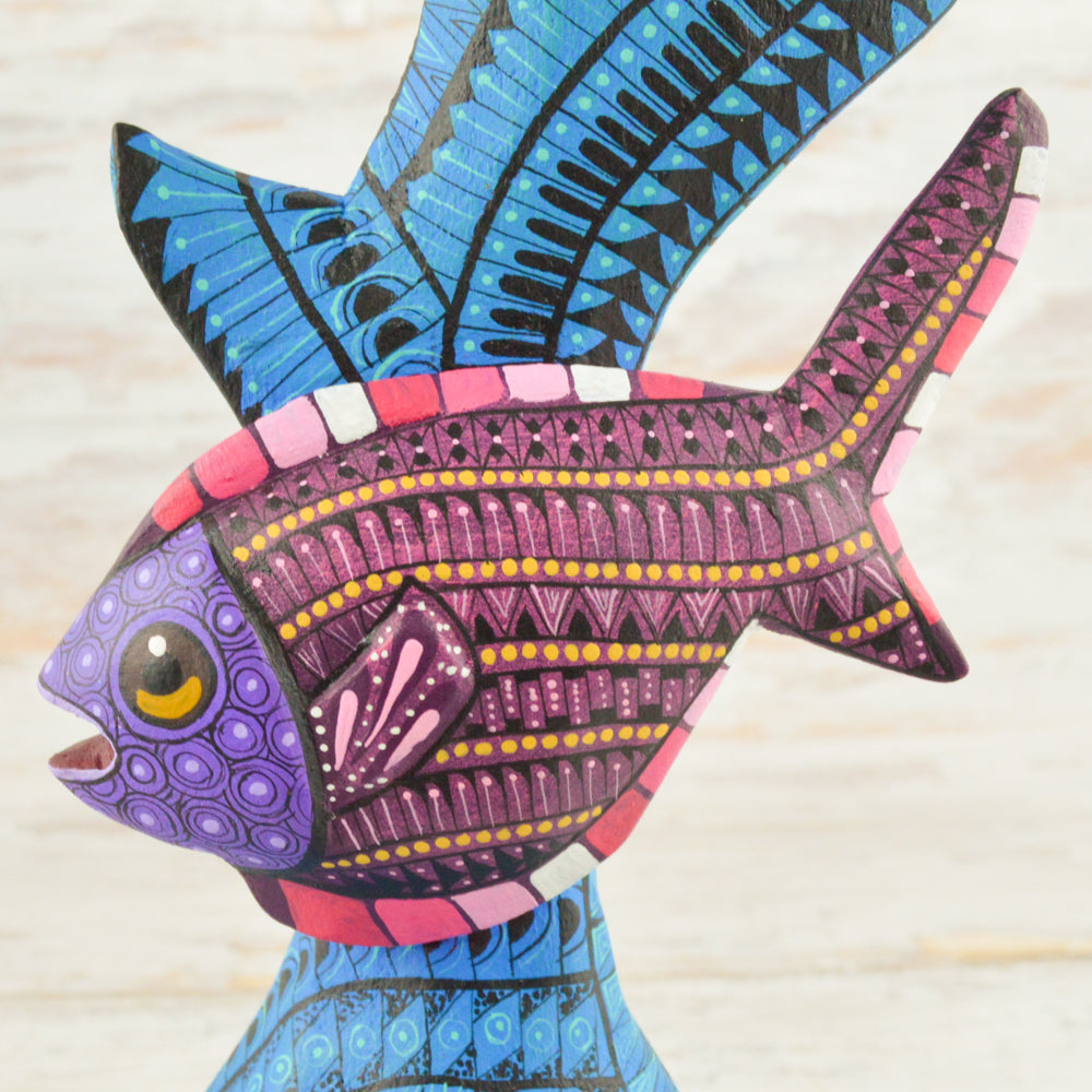 Fish Alebrije Oaxacan Wood Carving - Alebrije Huichol Mexican Folk art magiamexica.com