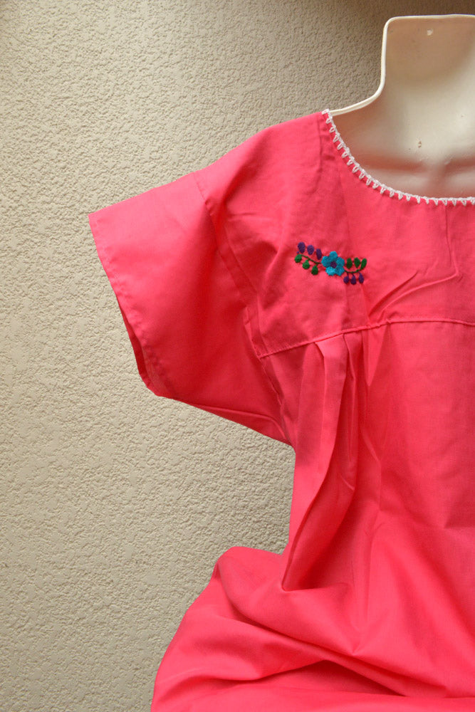 Embroidered Mexican Dress | Pink - Alebrije Huichol Mexican Folk art magiamexica.com