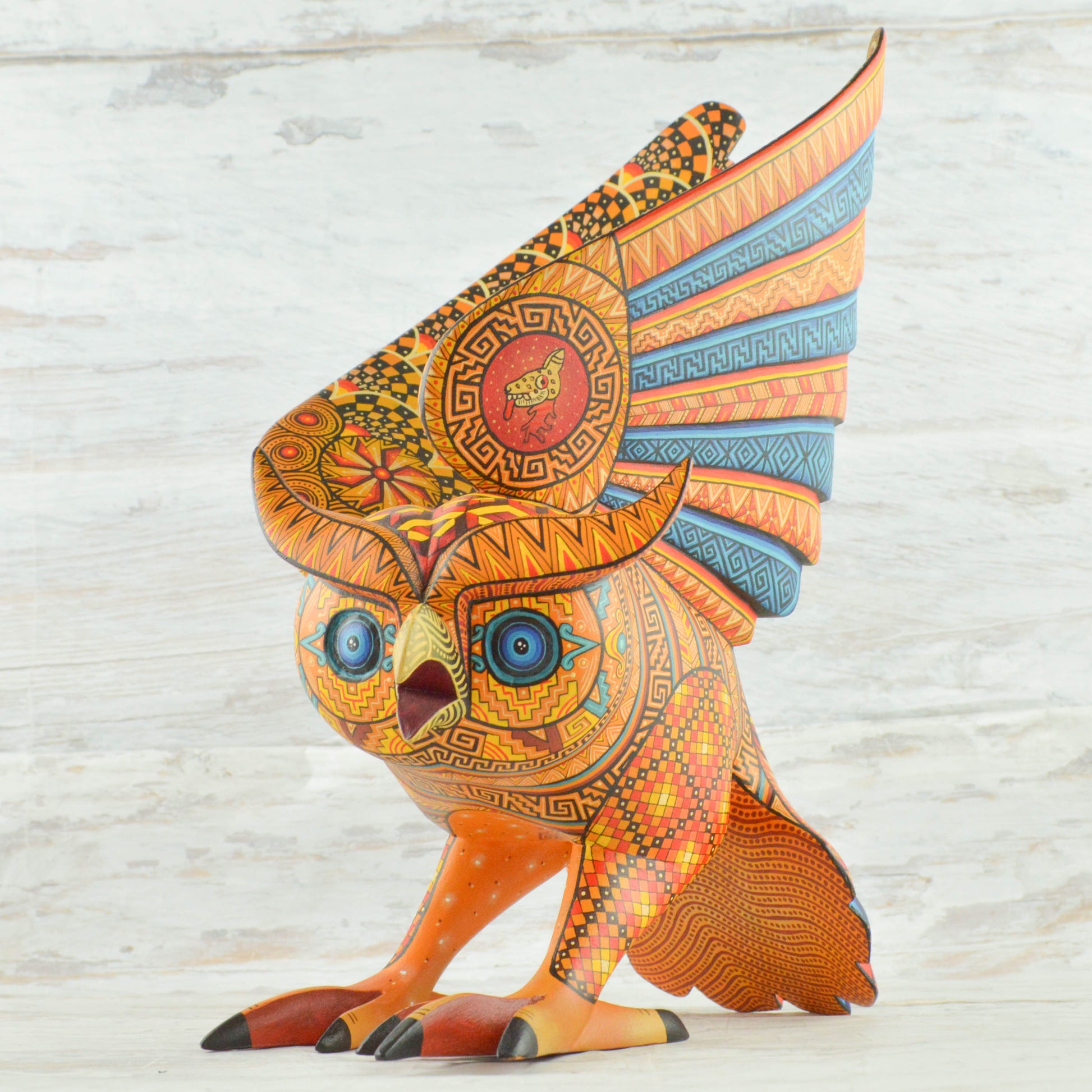 Owl Alebrije Oaxacan Wood Carving - Alebrije Huichol Mexican Folk art magiamexica.com
