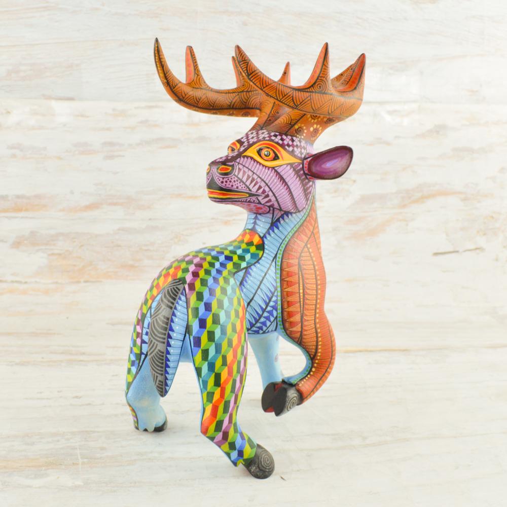 Deer #4 Alebrije Oaxacan Wood Carving - Alebrije Huichol Mexican Folk art magiamexica.com