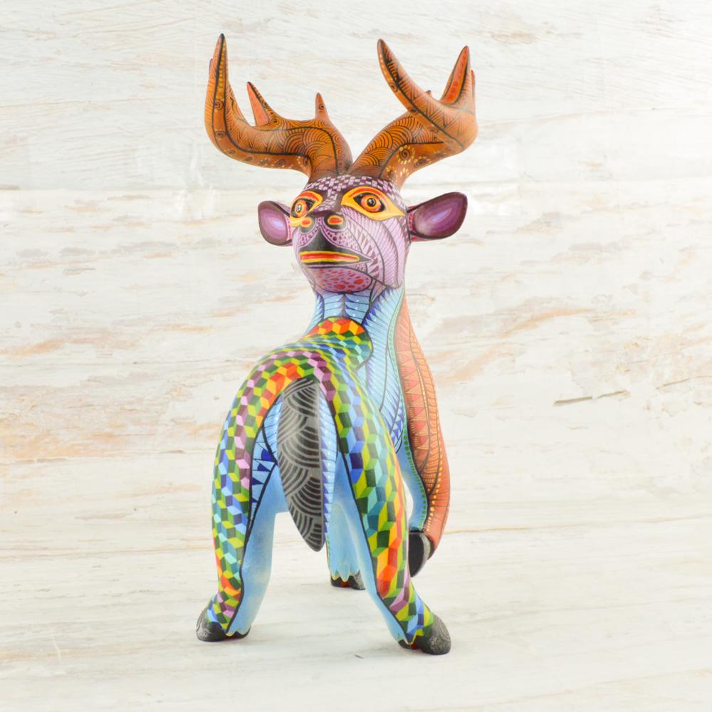 Deer #4 Alebrije Oaxacan Wood Carving - Alebrije Huichol Mexican Folk art magiamexica.com