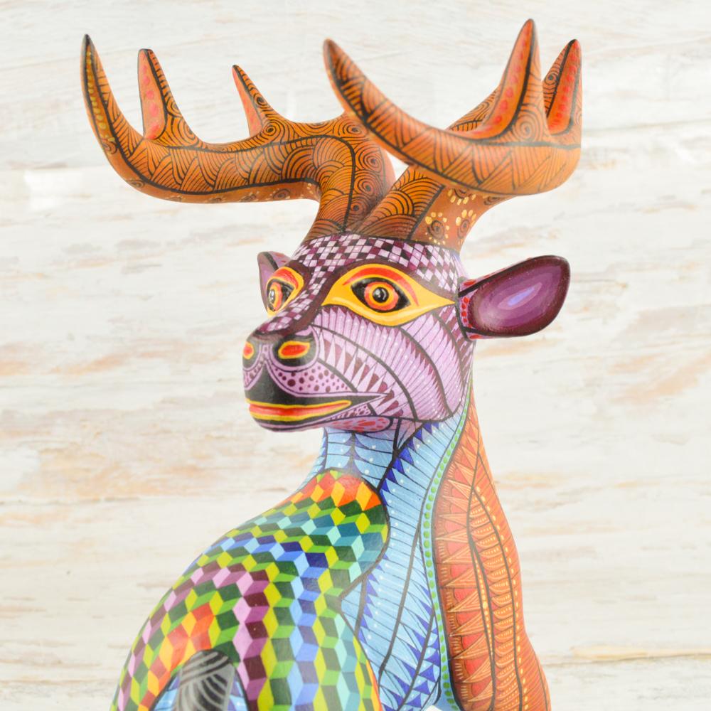 Deer #4 Alebrije Oaxacan Wood Carving - Alebrije Huichol Mexican Folk art magiamexica.com