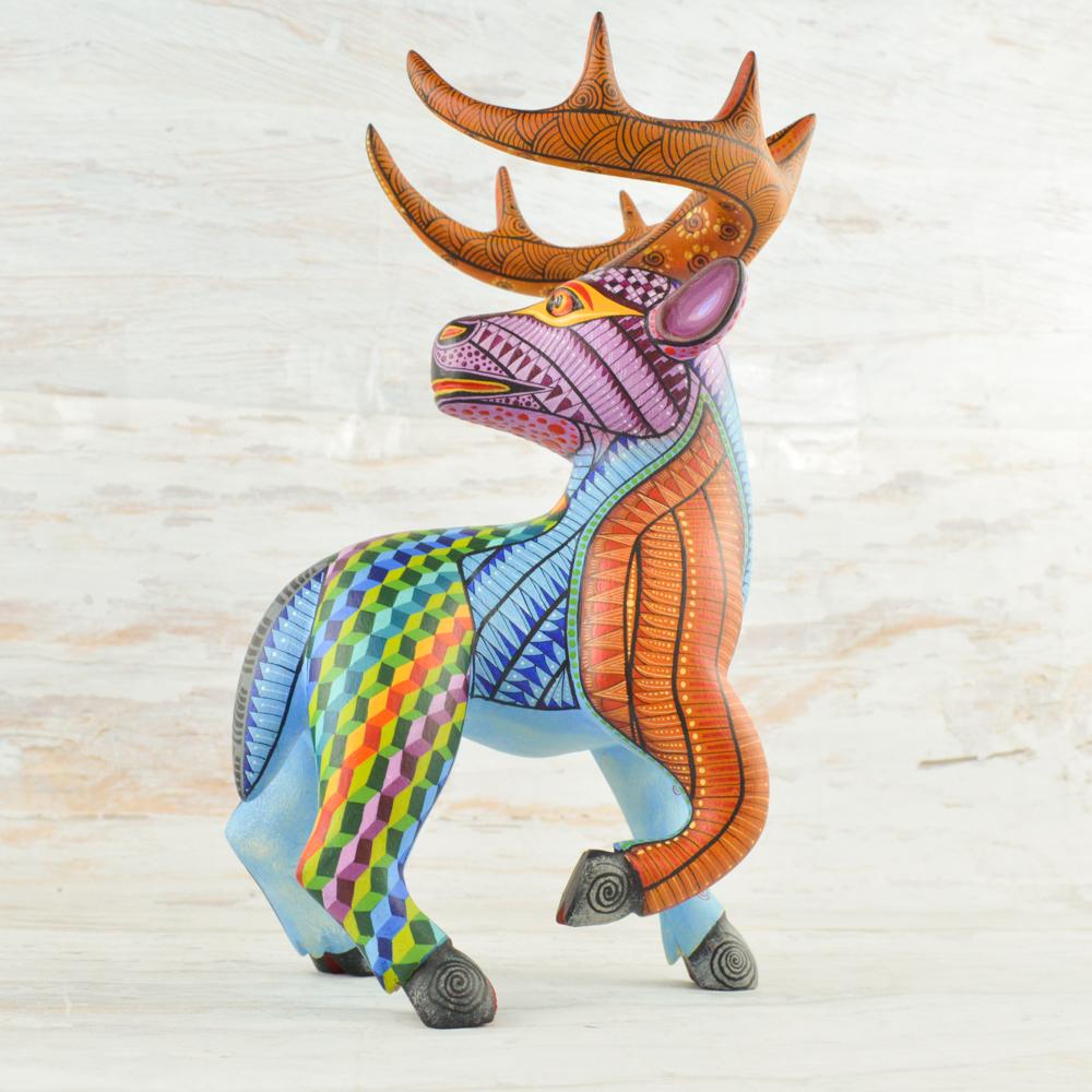 Deer #4 Alebrije Oaxacan Wood Carving - Alebrije Huichol Mexican Folk art magiamexica.com