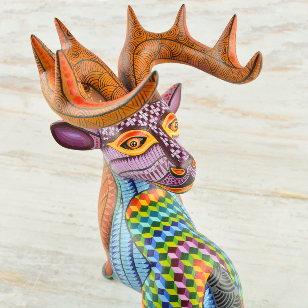Deer #4 Alebrije Oaxacan Wood Carving - Alebrije Huichol Mexican Folk art magiamexica.com