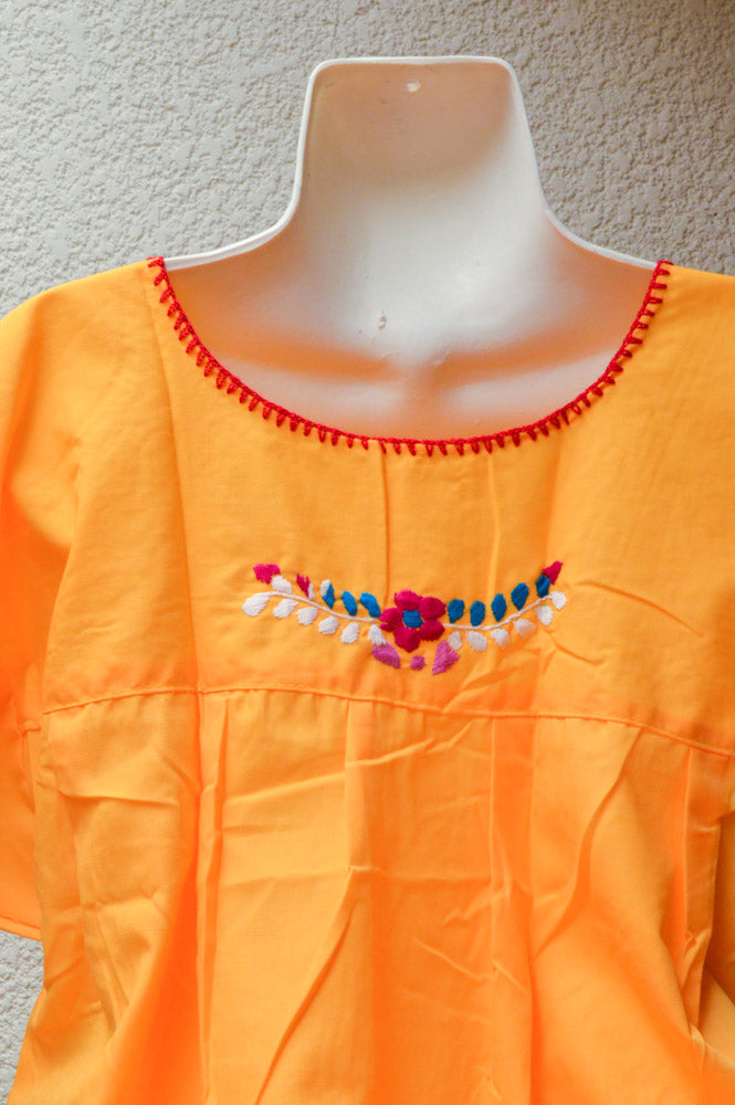 Embroidered Mexican Dress | Yellow - Alebrije Huichol Mexican Folk art magiamexica.com