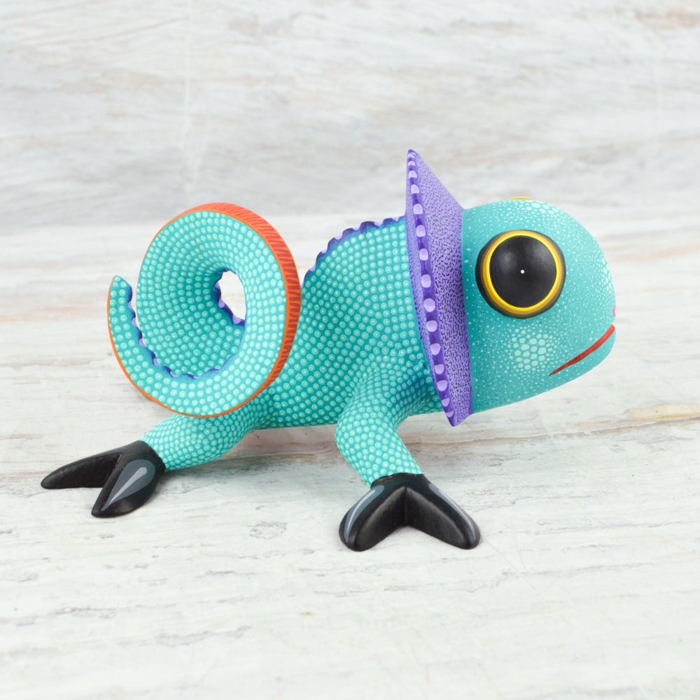 Chameleon Alebrije Wood Carving Handcrafts - Magia Mexica