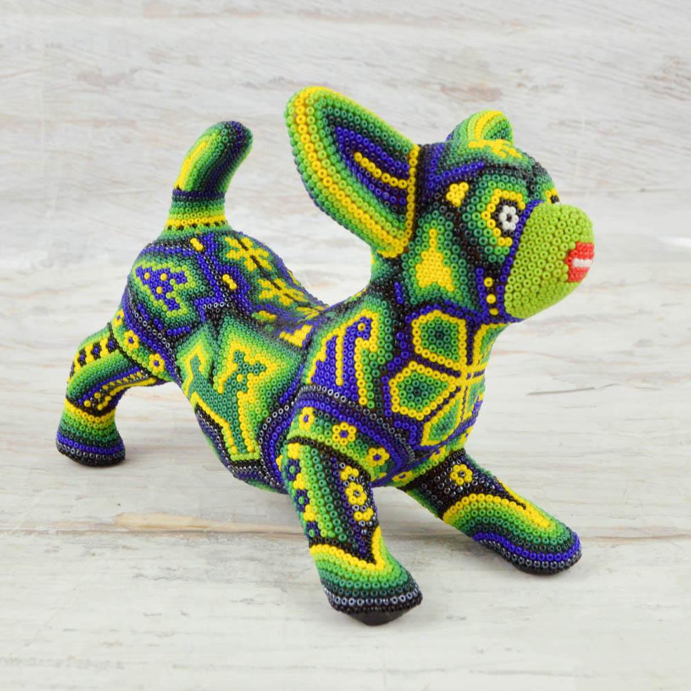 Huichol Art Beaded Animals Chihuahua Dog - Magia Mexica 