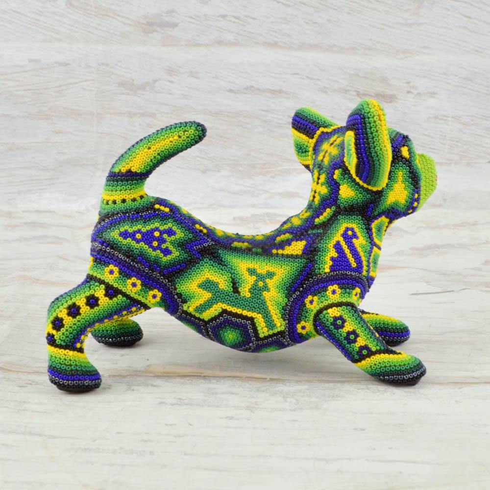 Huichol Art Beaded Animals Chihuahua Dog - Magia Mexica 