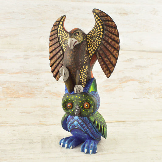 Eagle- owl Alebrije Oaxacan Wood Carving - Alebrije Huichol Mexican Folk art magiamexica.com
