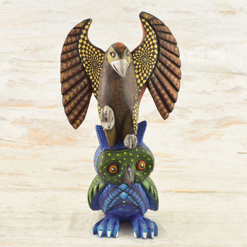 Eagle- owl Alebrije Oaxacan Wood Carving - Alebrije Huichol Mexican Folk art magiamexica.com