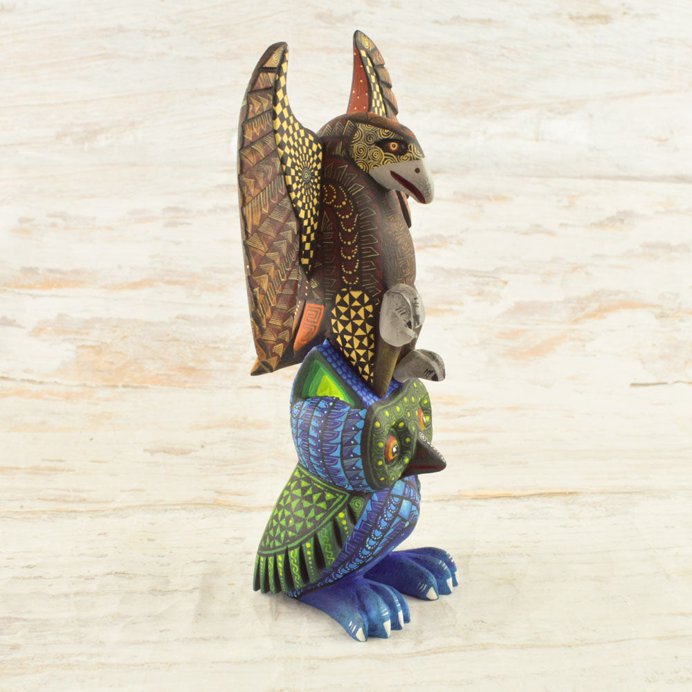 Eagle- owl Alebrije Oaxacan Wood Carving - Alebrije Huichol Mexican Folk art magiamexica.com