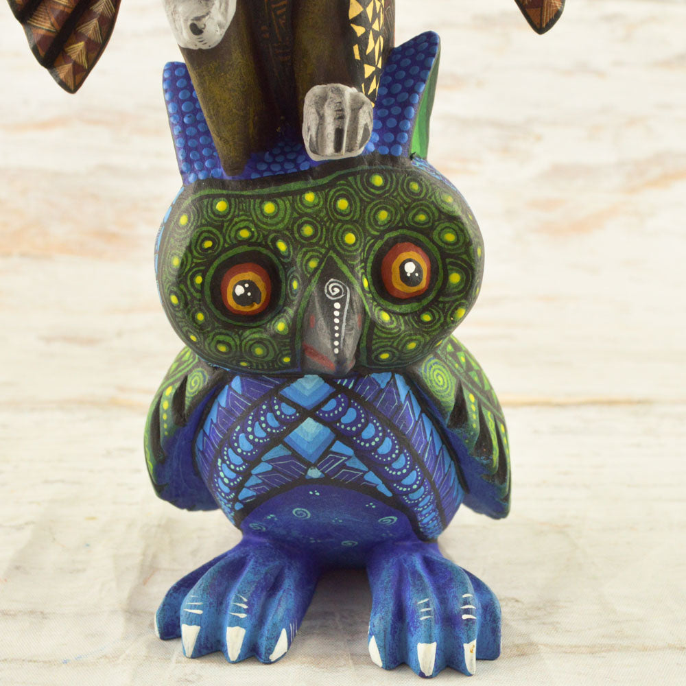 Eagle- owl Alebrije Oaxacan Wood Carving - Alebrije Huichol Mexican Folk art magiamexica.com