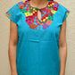 Embroidered Mexican Blouse | Light Blue - Alebrije Huichol Mexican Folk art magiamexica.com