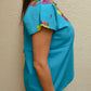 Embroidered Mexican Blouse | Light Blue - Alebrije Huichol Mexican Folk art magiamexica.com