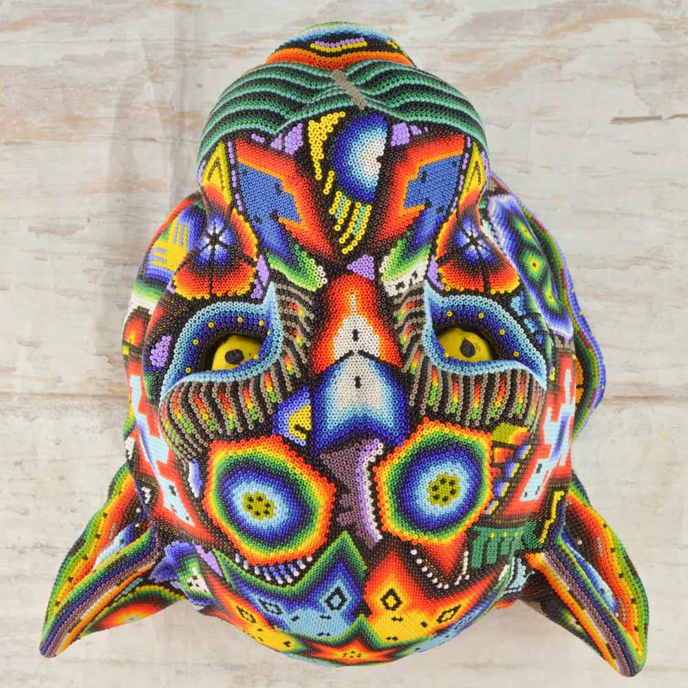 Huichol Art Beaded Animals Jaguar Head - Magia Mexica 