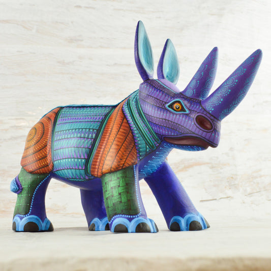 Rhino Alebrije Oaxacan Wood Carving - Alebrije Huichol Mexican Folk art magiamexica.com