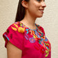 Embroidered Mexican Blouse | Pink - Alebrije Huichol Mexican Folk art magiamexica.com