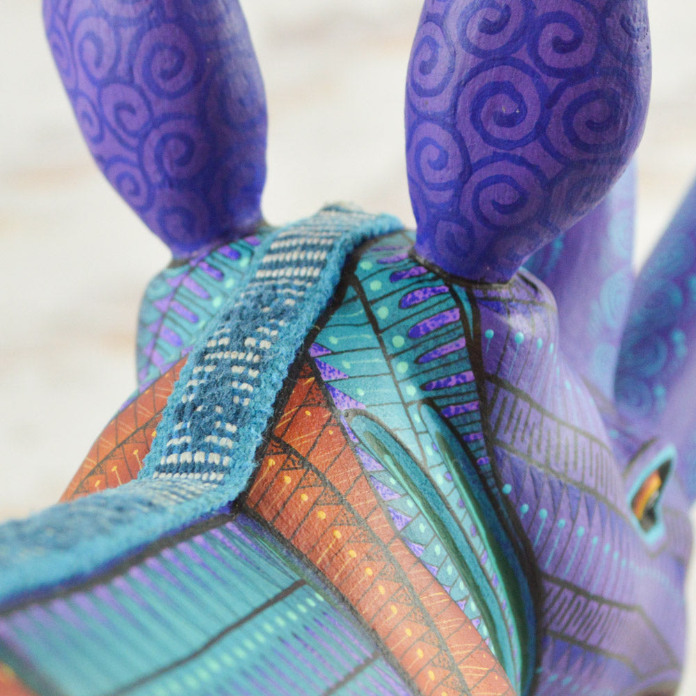Rhino Alebrije Oaxacan Wood Carving - Alebrije Huichol Mexican Folk art magiamexica.com