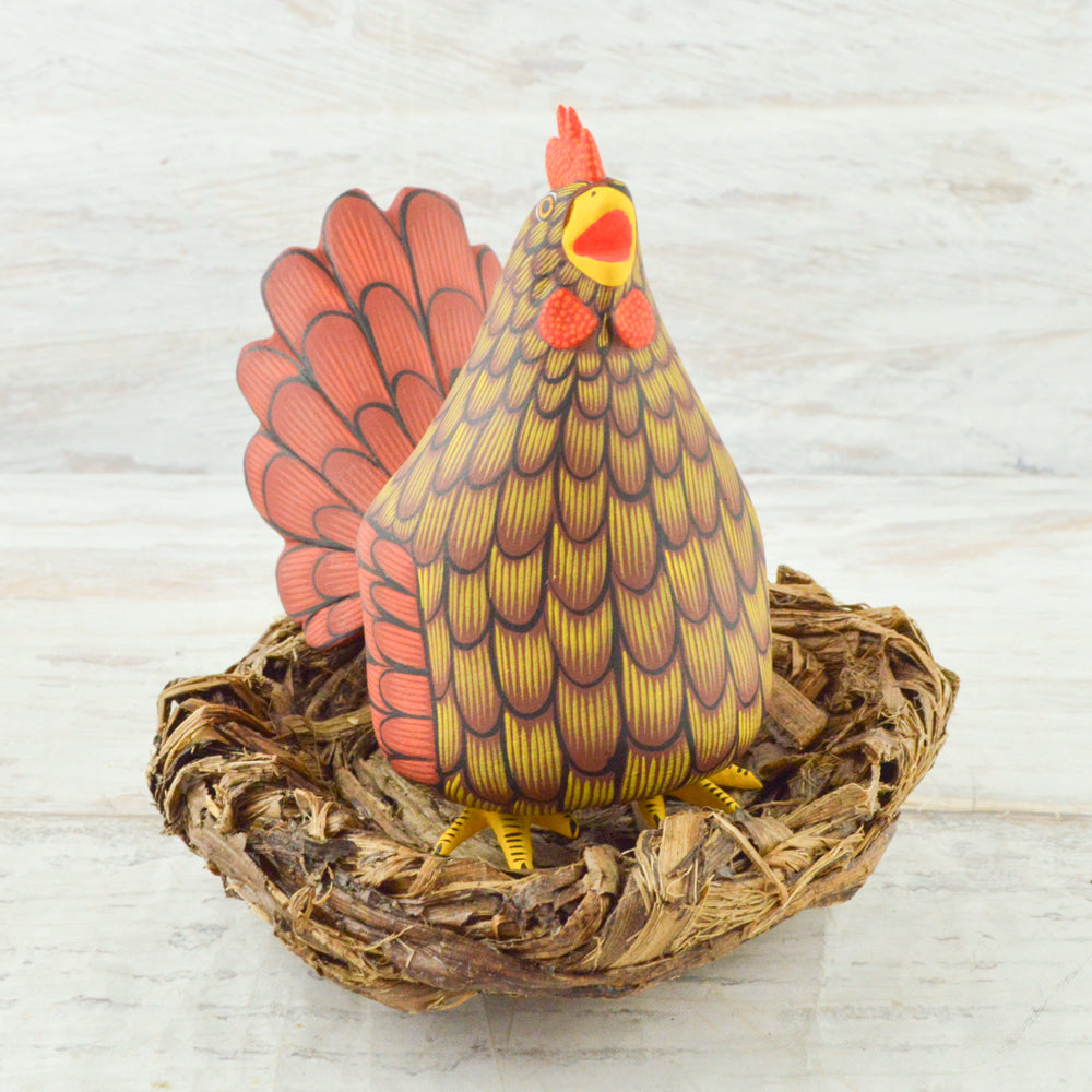 Alebrije Oaxacan Wood Carving Hen - Magia Mexica