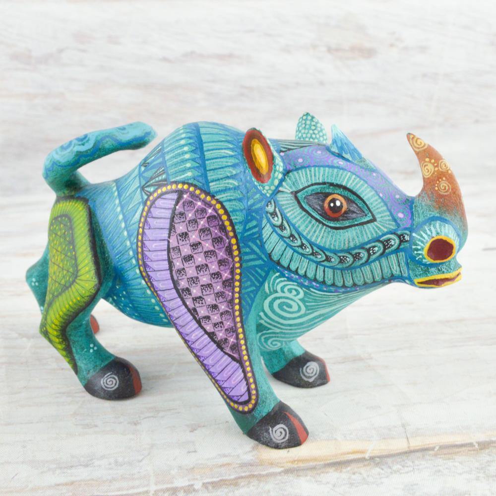 Alebrije Oaxacan Wood Carving Rhino - Magia Mexica