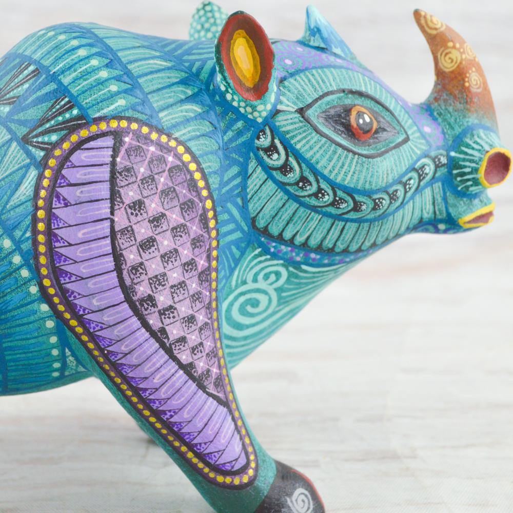 Alebrije Oaxacan Wood Carving Rhino - Magia Mexica