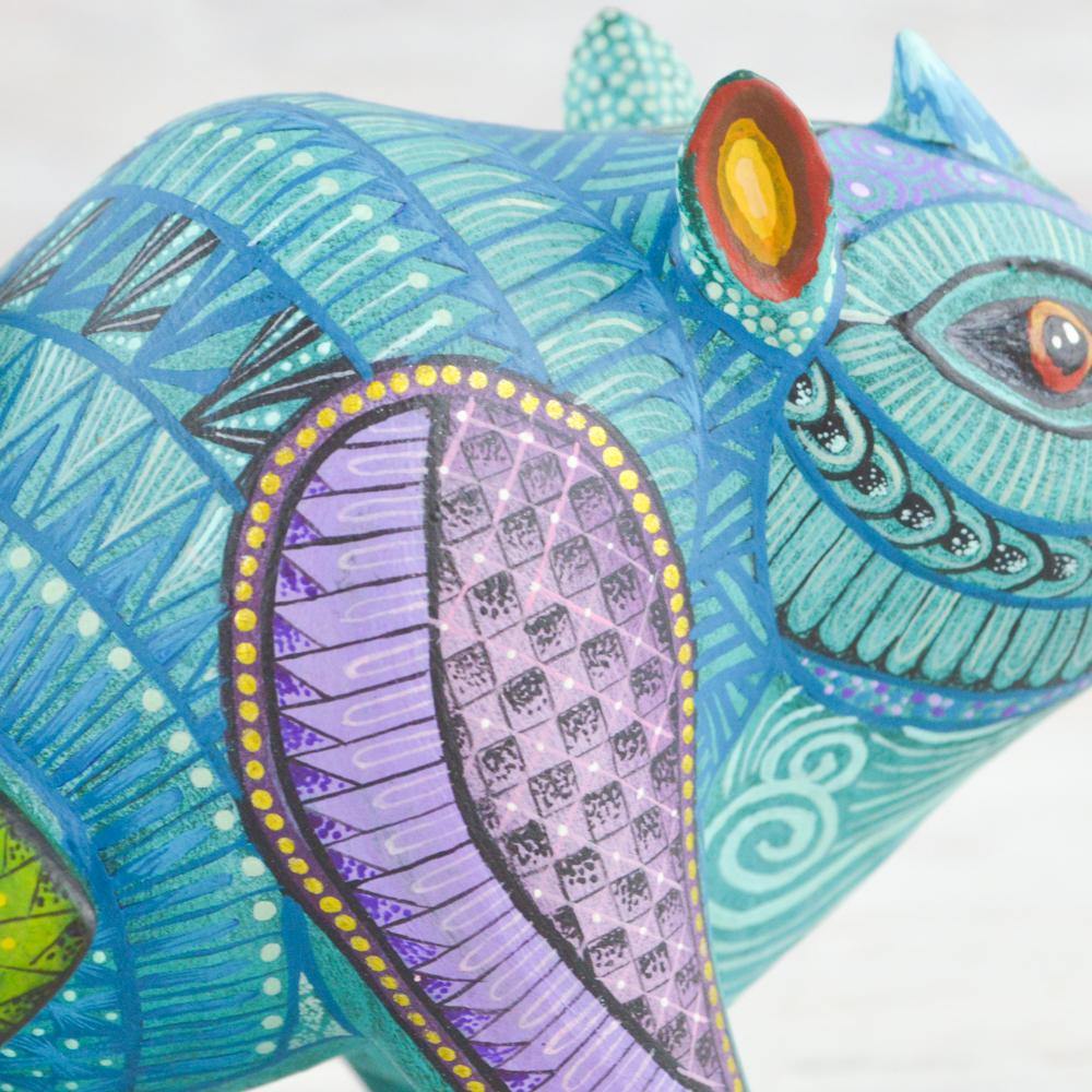Alebrije Oaxacan Wood Carving Rhino - Magia Mexica