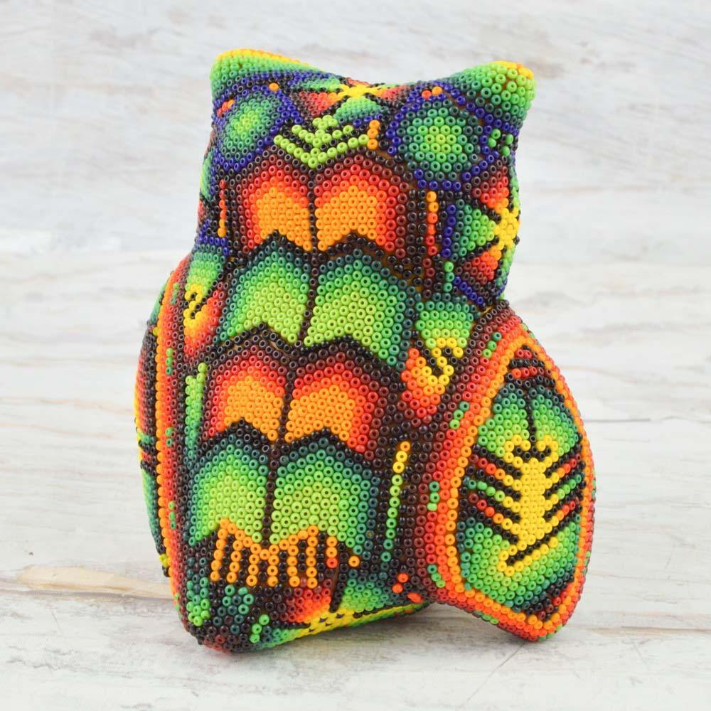 Huichol Art Beaded Animals Owl - Magia Mexica 