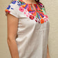 Embroidered Mexican Blouse | White - Alebrije Huichol Mexican Folk art magiamexica.com