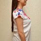 Embroidered Mexican Blouse | White - Alebrije Huichol Mexican Folk art magiamexica.com