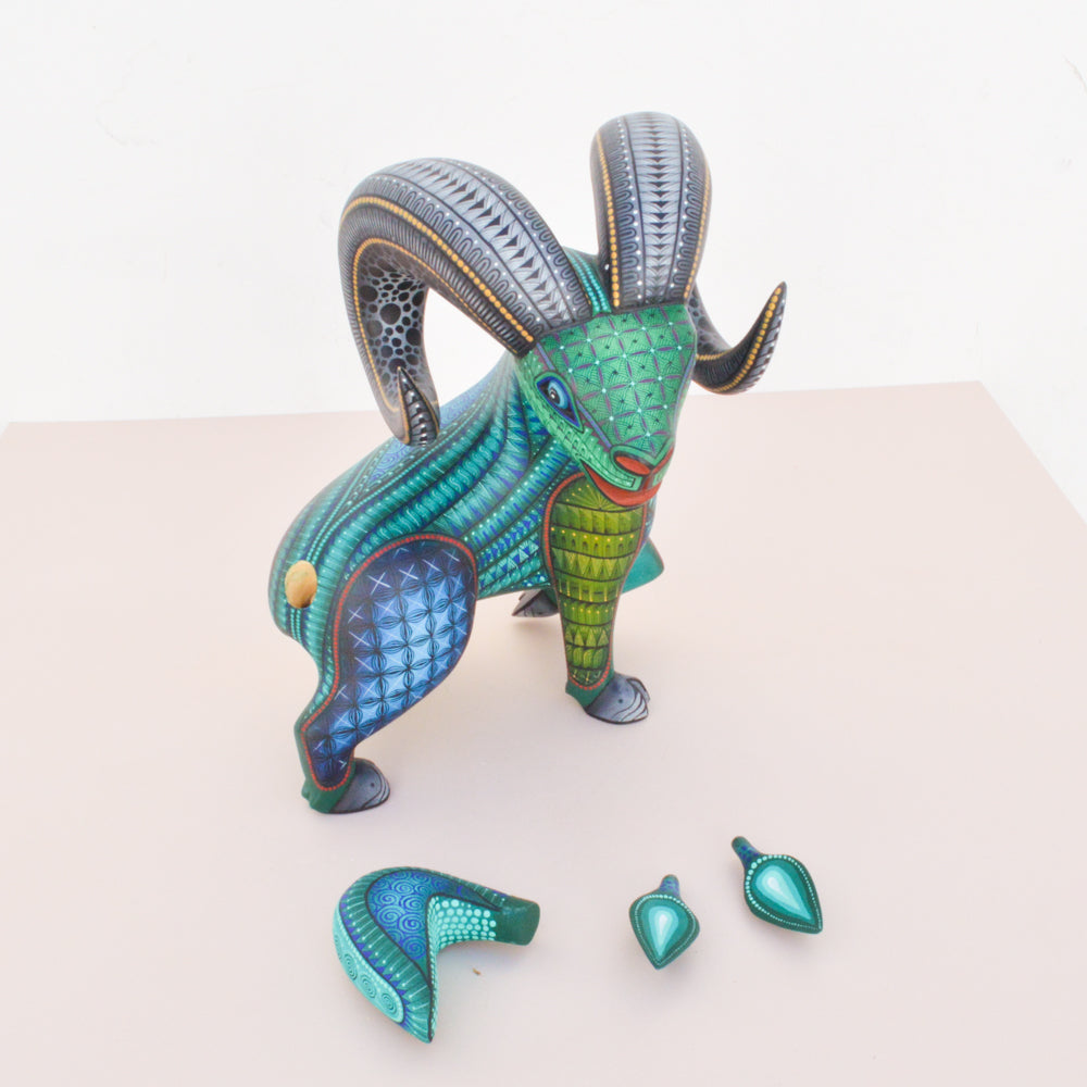 Ram Alebrije Oaxacan Wood Carving  - magiamexica.com
