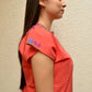 Embroidered Mexican Blouse | Coral - Alebrije Huichol Mexican Folk art magiamexica.com
