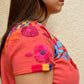 Embroidered Mexican Blouse | Coral - Alebrije Huichol Mexican Folk art magiamexica.com