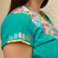 Embroidered Mexican Blouse | Turquoise - Alebrije Huichol Mexican Folk art magiamexica.com