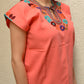 Embroidered Mexican Blouse | Light Salmon - Alebrije Huichol Mexican Folk art magiamexica.com