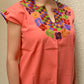 Embroidered Mexican Blouse | Light Salmon - Alebrije Huichol Mexican Folk art magiamexica.com