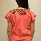 Embroidered Mexican Blouse | Light Salmon - Alebrije Huichol Mexican Folk art magiamexica.com